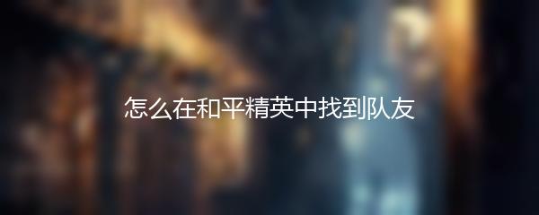 怎么在和平精英中找到队友