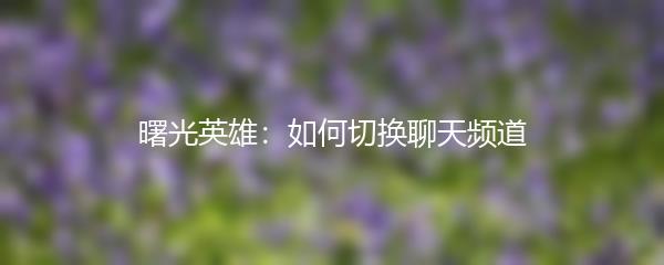 曙光英雄：如何切换聊天频道