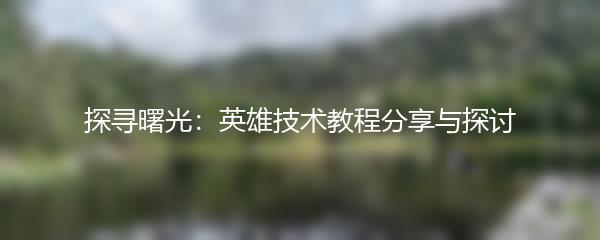探寻曙光：英雄技术教程分享与探讨