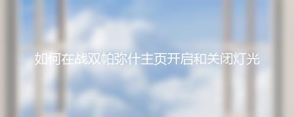 如何在战双帕弥什主页开启和关闭灯光