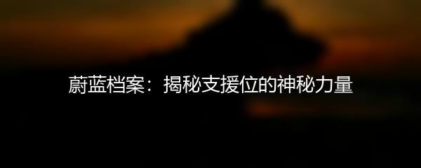 蔚蓝档案：揭秘支援位的神秘力量