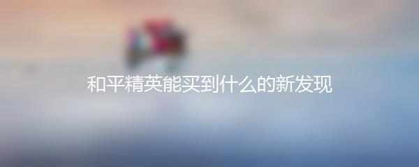和平精英能买到什么的新发现