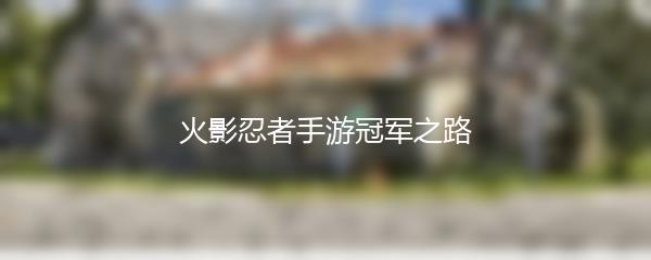 火影忍者手游冠军之路