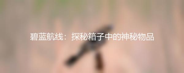 碧蓝航线：探秘箱子中的神秘物品