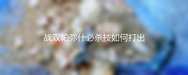 战双帕弥什必杀技如何打出