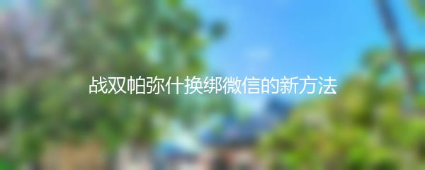 战双帕弥什换绑微信的新方法