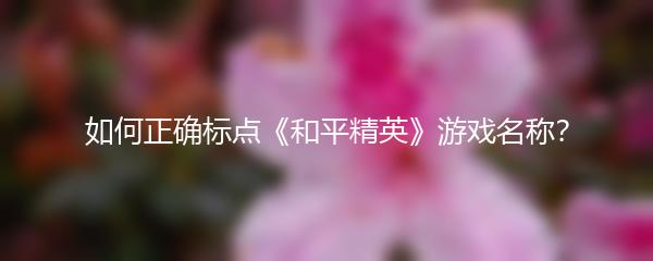 如何正确标点《和平精英》游戏名称？