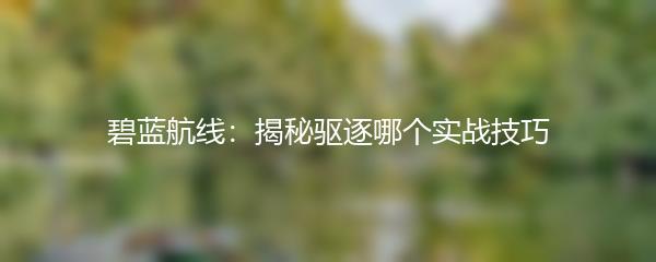 碧蓝航线：揭秘驱逐哪个实战技巧