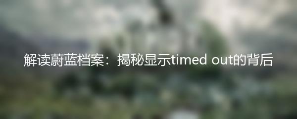解读蔚蓝档案：揭秘显示timed out的背后