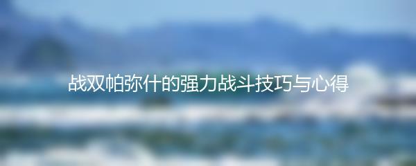 战双帕弥什的强力战斗技巧与心得