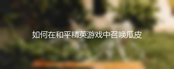 如何在和平精英游戏中召唤瓜皮