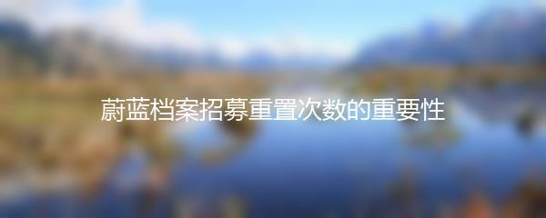 蔚蓝档案招募重置次数的重要性