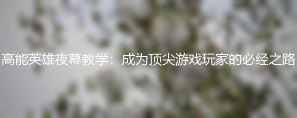 高能英雄夜幕教学：成为顶尖游戏玩家的必经之路