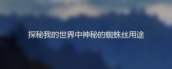 探秘我的世界中神秘的蜘蛛丝用途