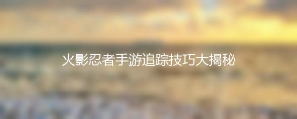 火影忍者手游追踪技巧大揭秘