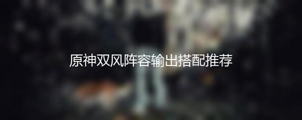 原神双风阵容输出搭配推荐