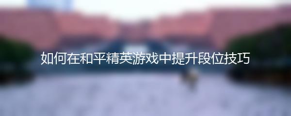 如何在和平精英游戏中提升段位技巧