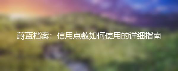 蔚蓝档案：信用点数如何使用的详细指南
