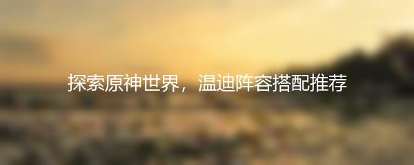 探索原神世界，温迪阵容搭配推荐