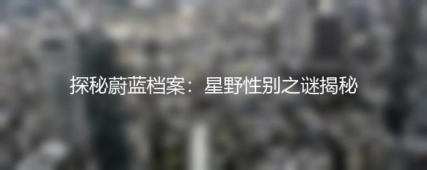 探秘蔚蓝档案：星野性别之谜揭秘