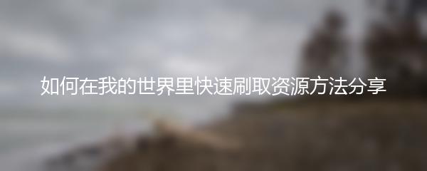如何在我的世界里快速刷取资源方法分享