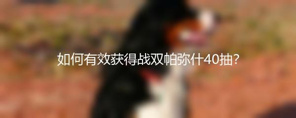 如何有效获得战双帕弥什40抽？