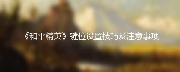 《和平精英》键位设置技巧及注意事项