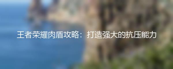 王者荣耀肉盾攻略：打造强大的抗压能力