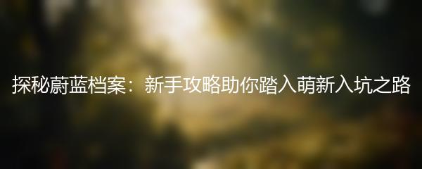 探秘蔚蓝档案：新手攻略助你踏入萌新入坑之路