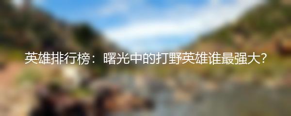 英雄排行榜：曙光中的打野英雄谁最强大？