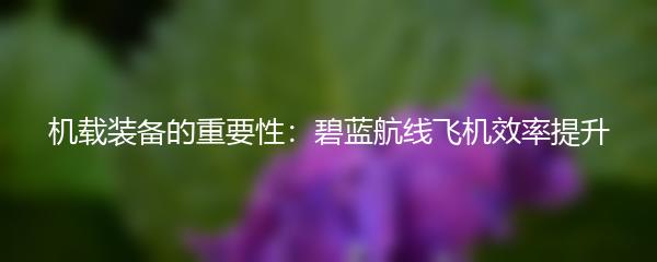 机载装备的重要性：碧蓝航线飞机效率提升