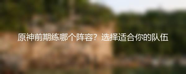 原神前期练哪个阵容？选择适合你的队伍