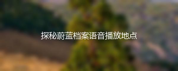 探秘蔚蓝档案语音播放地点