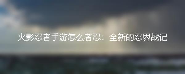 火影忍者手游怎么者忍：全新的忍界战记