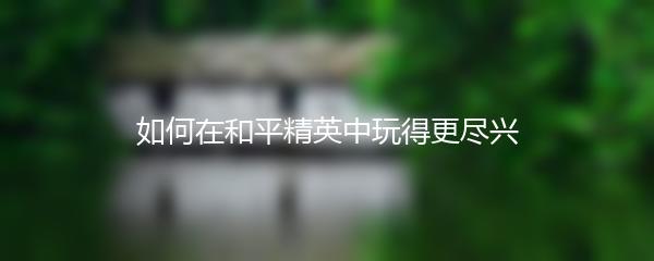 如何在和平精英中玩得更尽兴