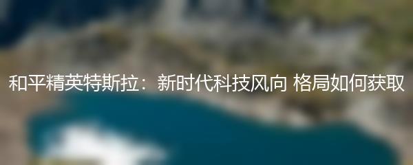和平精英特斯拉：新时代科技风向 格局如何获取