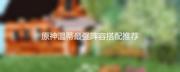 原神温蒂最强阵容搭配推荐