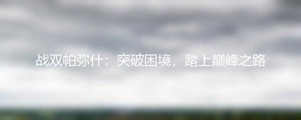 战双帕弥什：突破困境，踏上巅峰之路