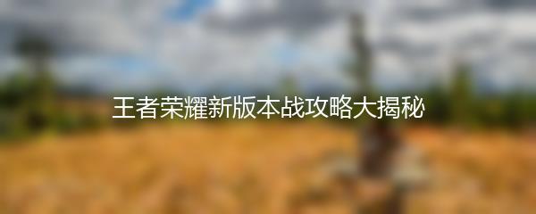 王者荣耀新版本战攻略大揭秘