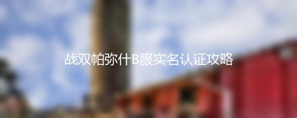 战双帕弥什B服实名认证攻略