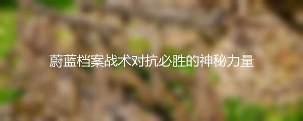 蔚蓝档案战术对抗必胜的神秘力量