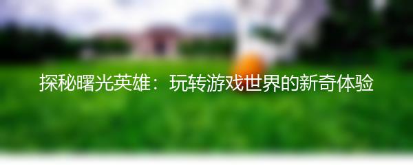 探秘曙光英雄：玩转游戏世界的新奇体验