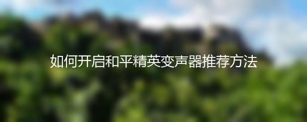 如何开启和平精英变声器推荐方法