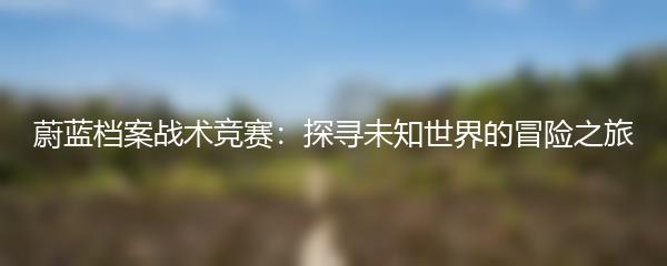 蔚蓝档案战术竞赛：探寻未知世界的冒险之旅