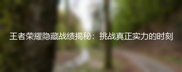 王者荣耀隐藏战绩揭秘：挑战真正实力的时刻
