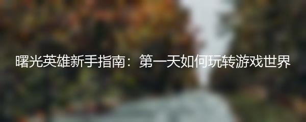 曙光英雄新手指南：第一天如何玩转游戏世界