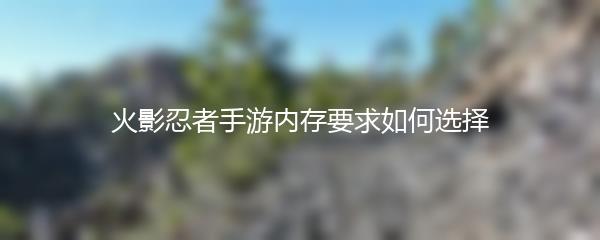 火影忍者手游内存要求如何选择