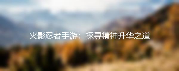 火影忍者手游：探寻精神升华之道