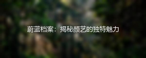 蔚蓝档案：揭秘颜艺的独特魅力