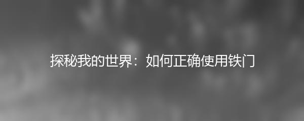 探秘我的世界：如何正确使用铁门